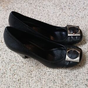 BCBG Black Heels with Silver Accents